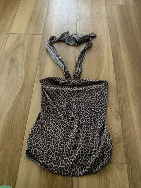 Hot Kiss Leopard Print Halter Top - Brown & Black